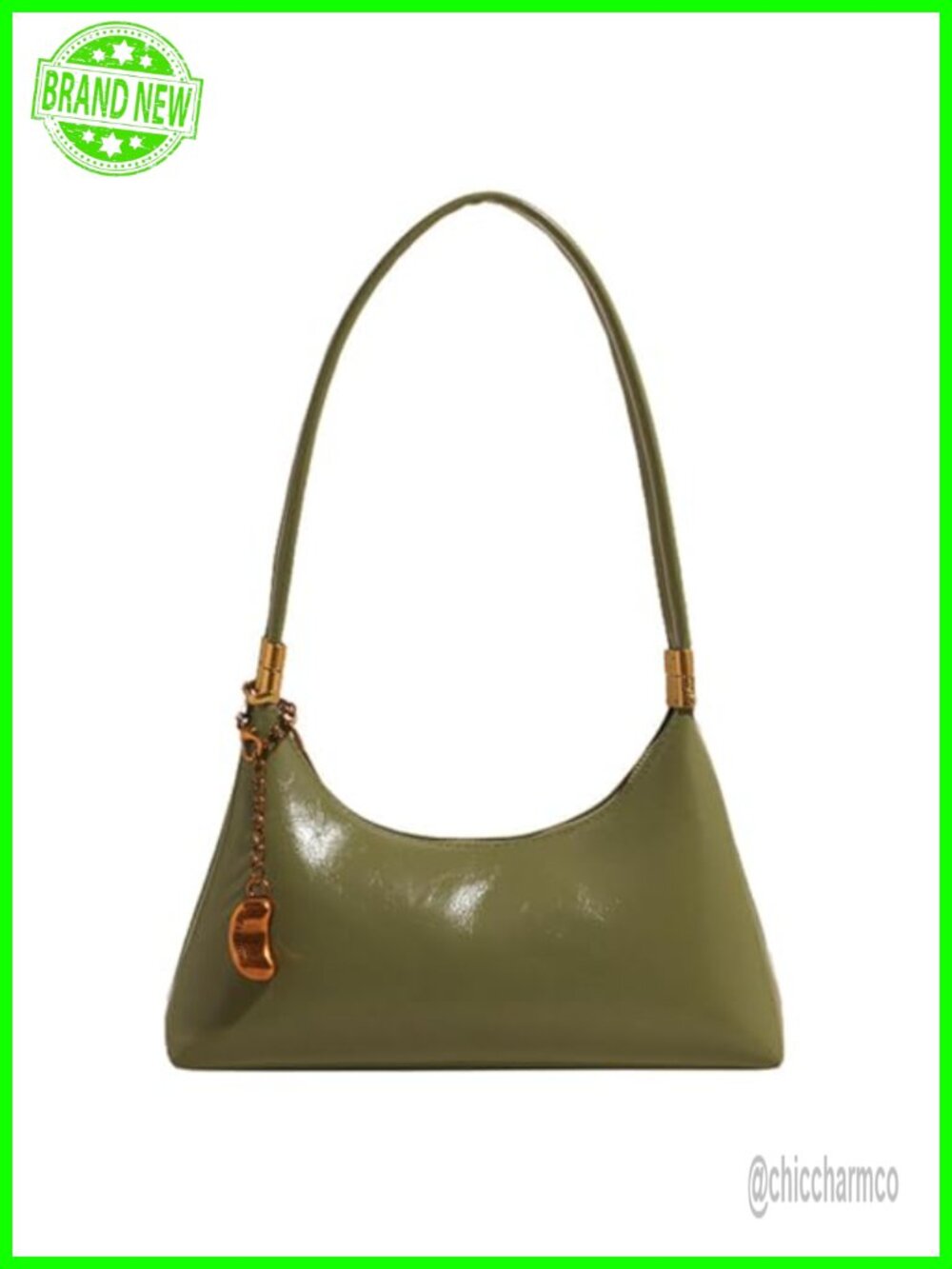 Small Vintage Patent Shoulder Bag Y2K Retro Clutch